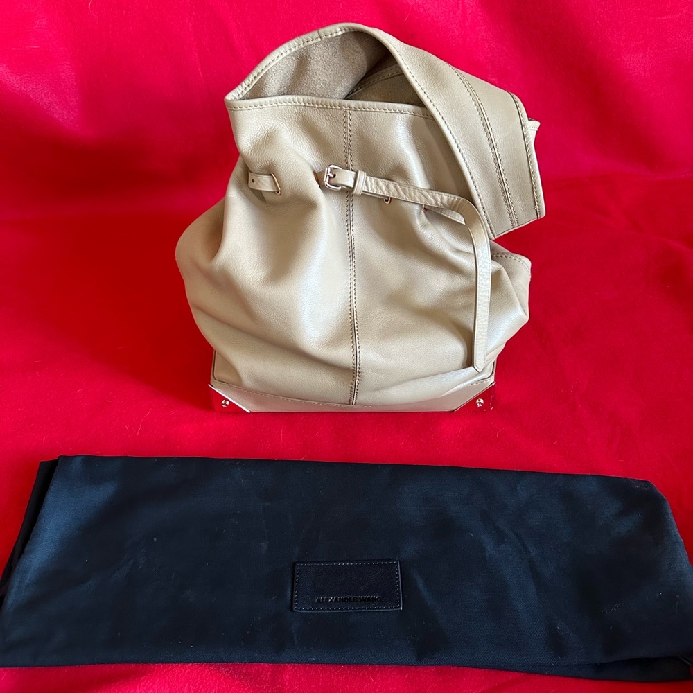 Alexander Wang tan full grain leather shoulder bag.